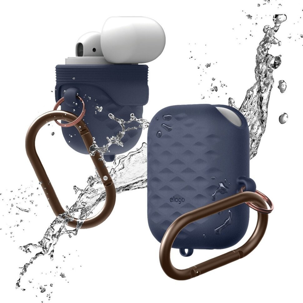 фото Водонепроницаемый чехол elago airpods waterproof hang active case airpods синий