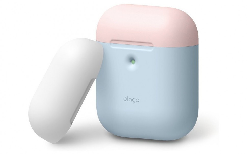 фото Чехол elago a2 duo case airpods 2 wireless голубой с белой и розовой крышками