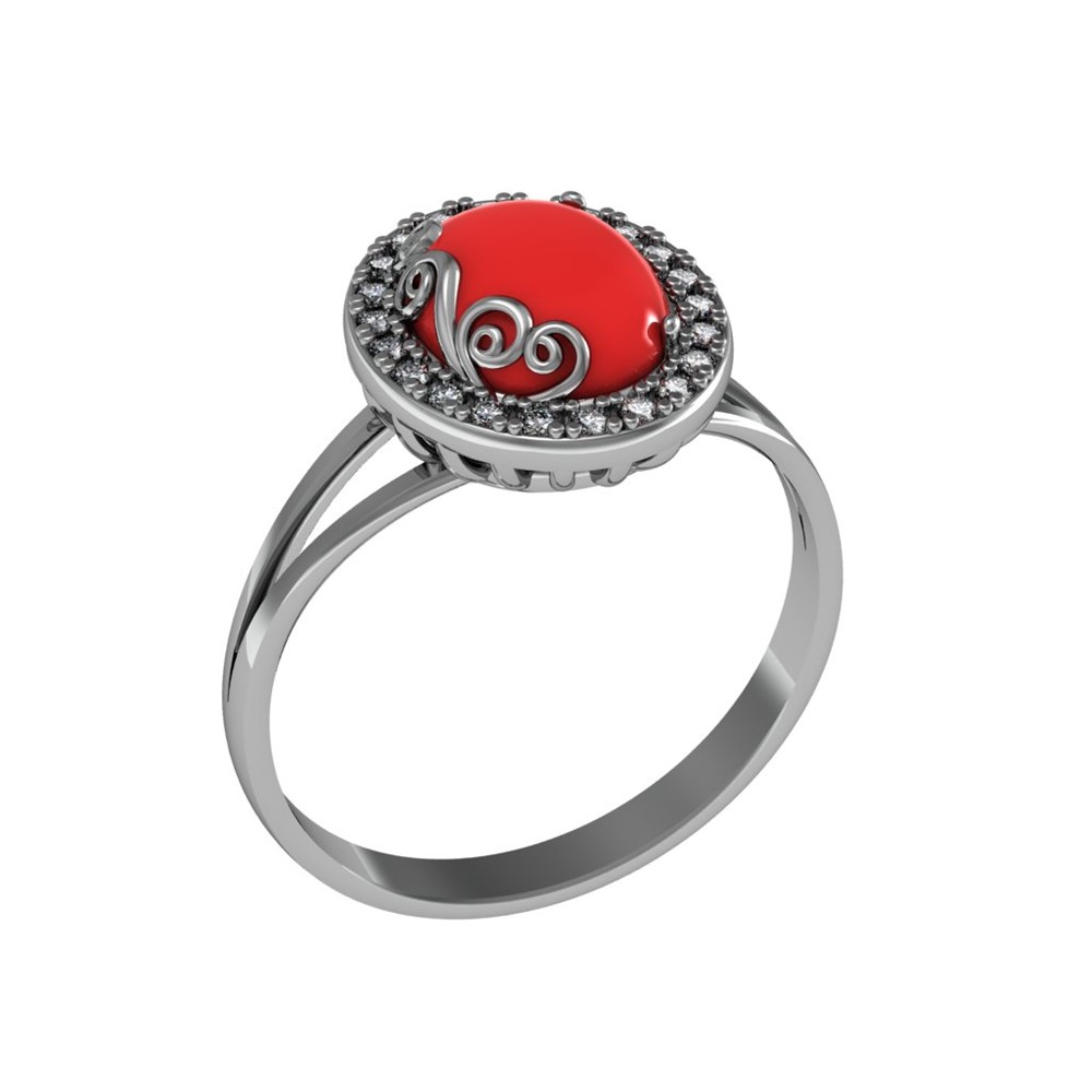 

Кольцо из серебра р. 19 ПРИВОЛЖСКИЙ ЮВЕЛИР 241750-FA11KR, фианит\коралл, 241750-FA11KR
