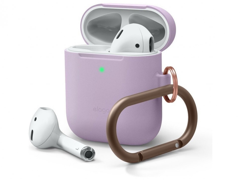 фото Чехол с карабином elago skinny hang case airpods/airpods 2 wireless лавандовый