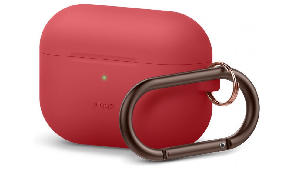 фото Силиконовый чехол с карабином elago silicone hang case airpods pro красный