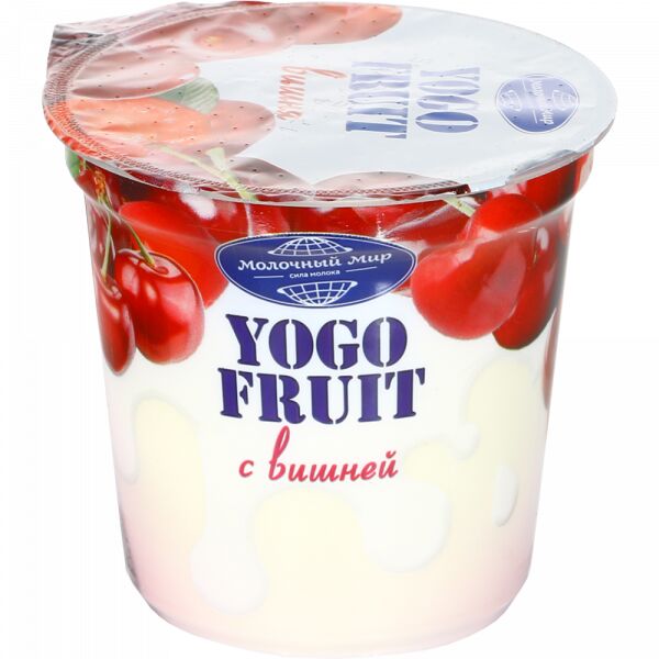 

Йогурт Молочный мир Yogo Fruit двухслойный, вишня, 2,5%, 150 г