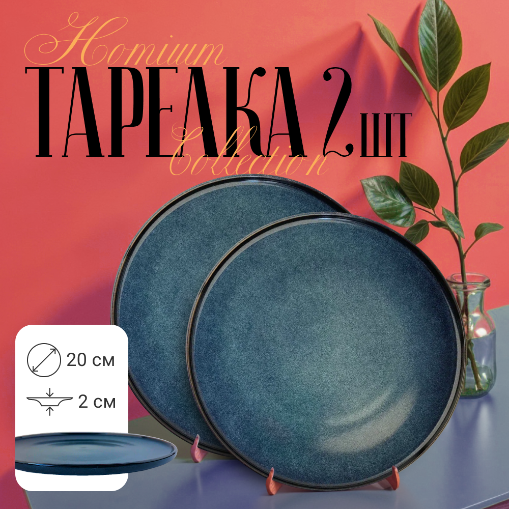 

Набор обеденных тарелок Homium Collection, D20см, цвет синий, 2 шт.