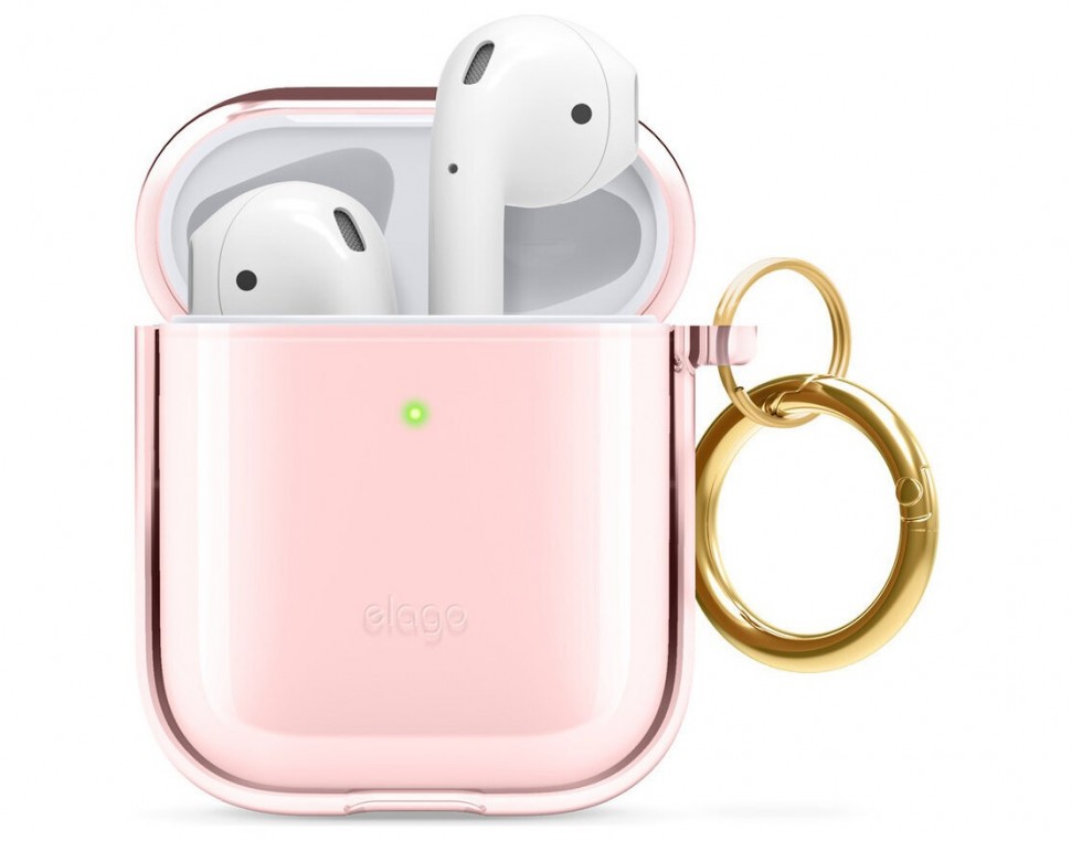 фото Чехол с карабином elago clear hang case airpods 1&2 розовый (eapcl-hang-lpk)