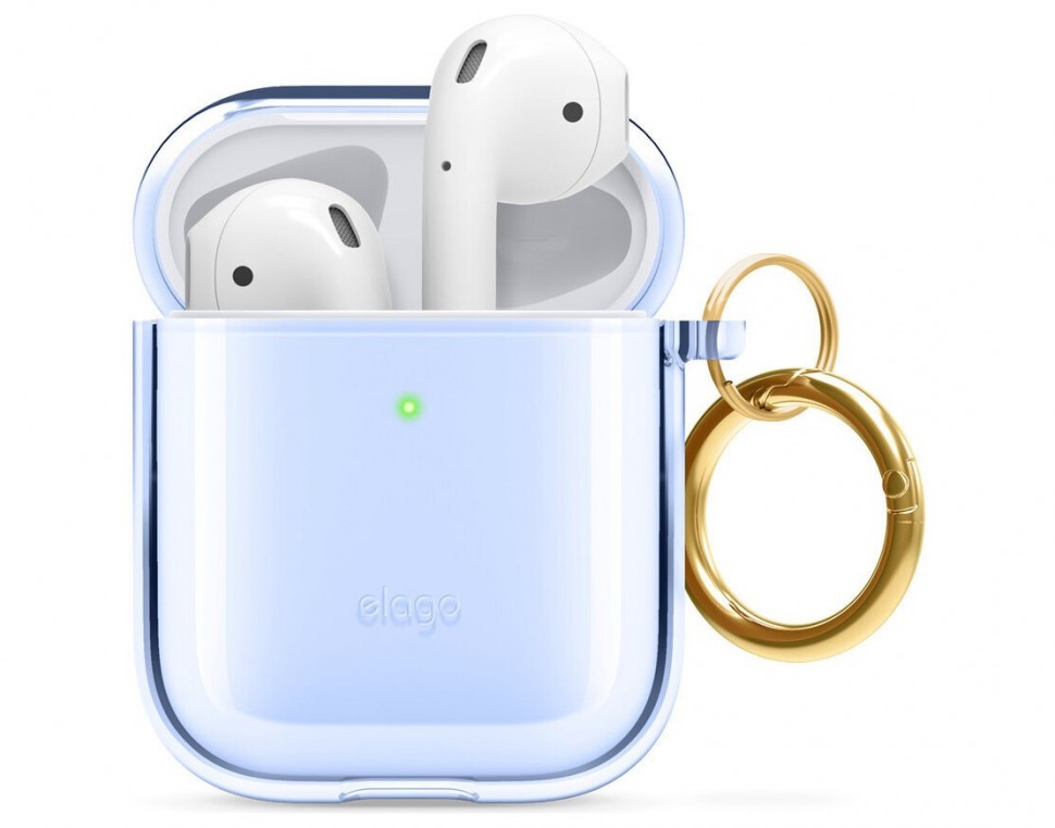 Чехол с карабином Elago Clear Hang case AirPods 1&2 Голубой (EAPCL-HANG-ABL)