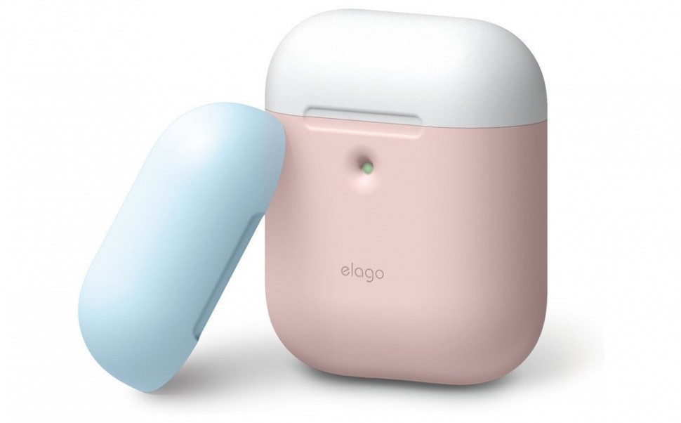 фото Чехол elago a2 duo case airpods 2 wireless розовый с белой и голубой крышками