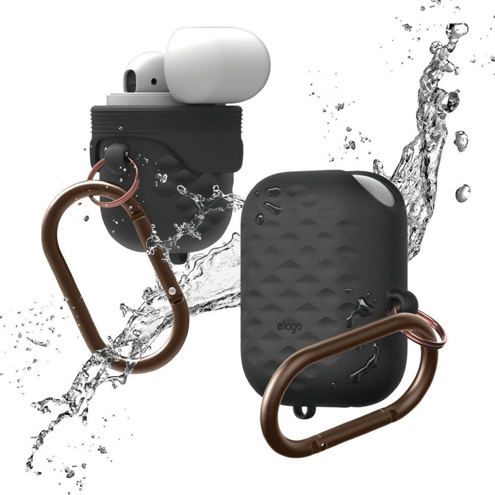 фото Водонепроницаемый чехол elago airpods waterproof hang active case airpods черный