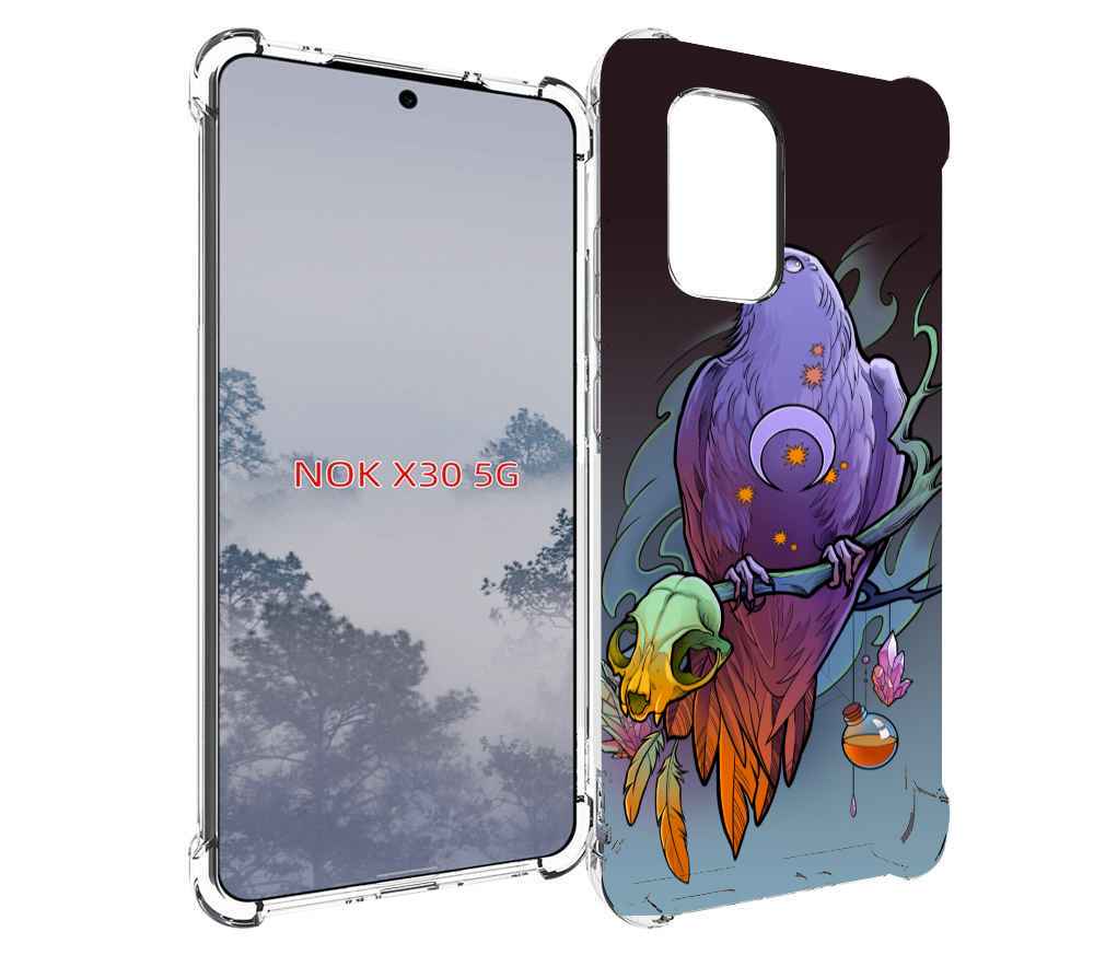 

Чехол MyPads фиолетовый ворон на ветке для Nokia X30 5G, Tocco
