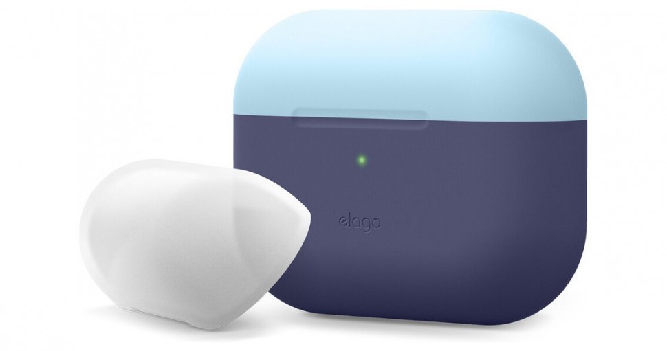 фото Чехол elago duo case airpods pro синий с белой с голубым свечением в темноте