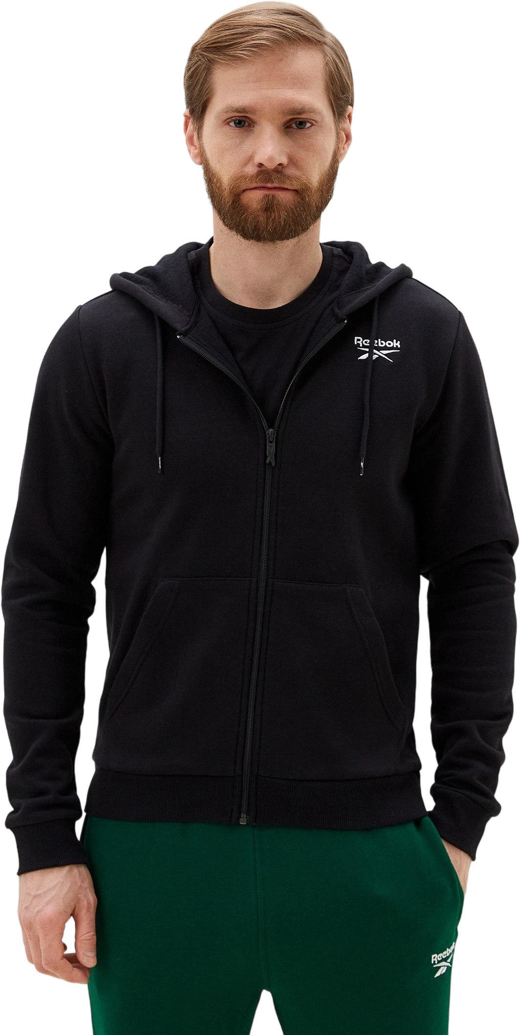 Толстовка мужская Reebok Identity Small Logo Fleece FZ Hoodie черная XL 7999₽