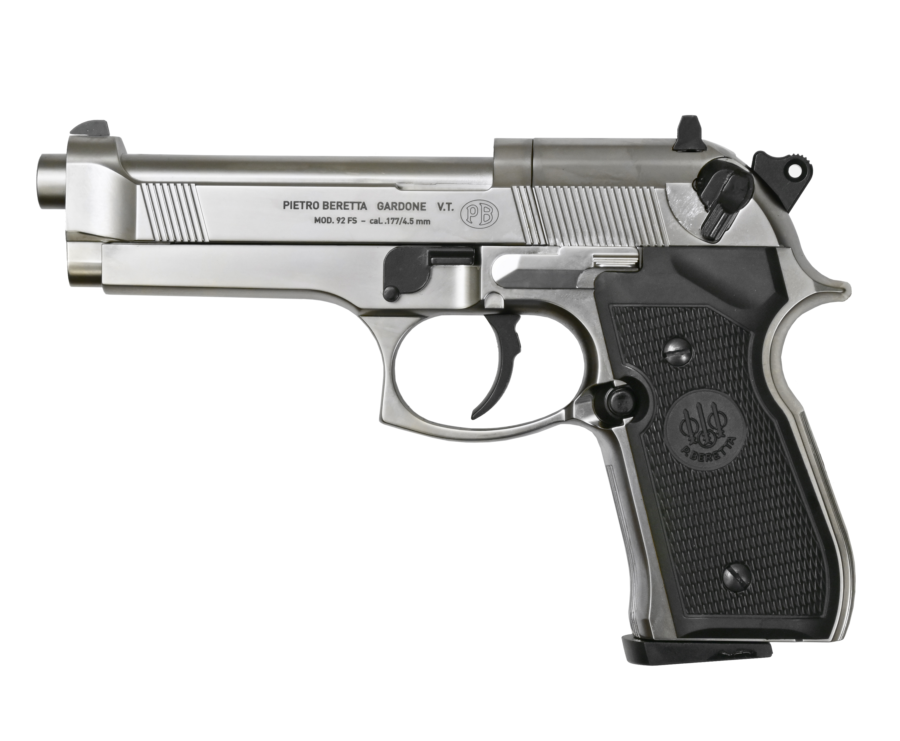 

Пневматический пистолет Umarex Beretta M92 FS 4.5 мм (никель, черные накладки)