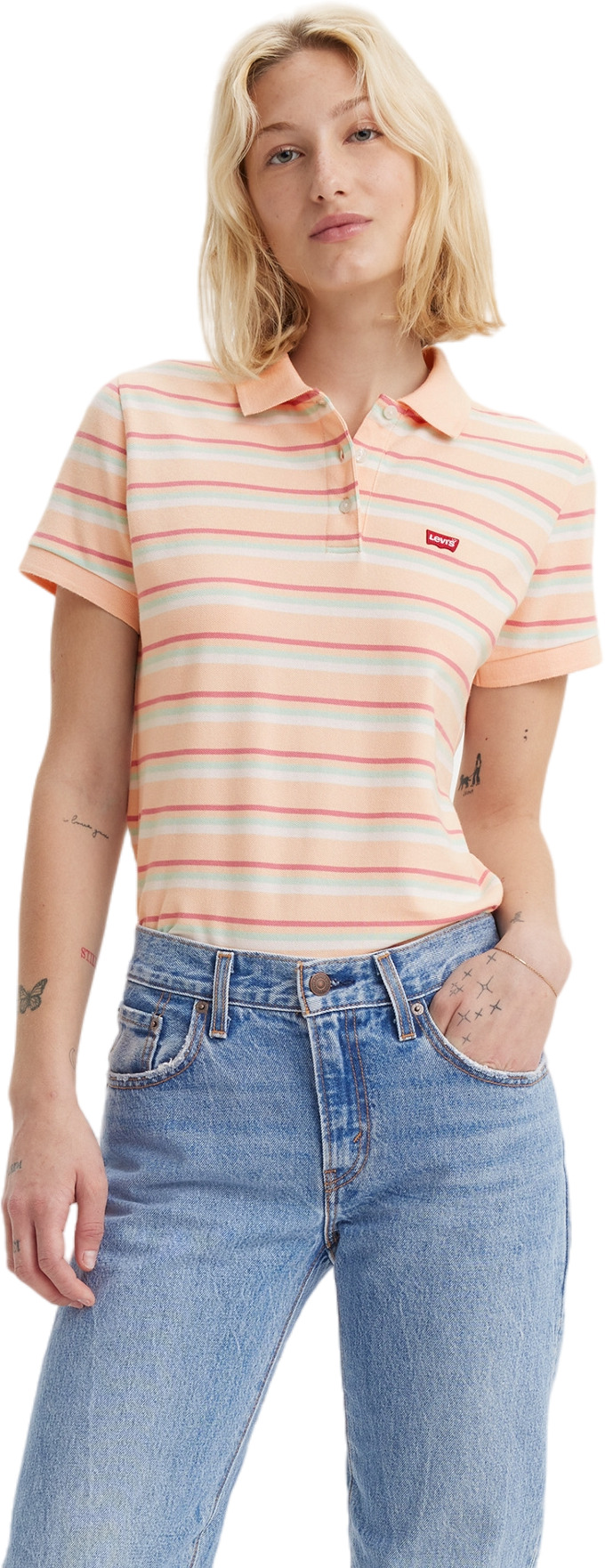 Футболка женская Levi's Women Slim Polo Shirt красная XS