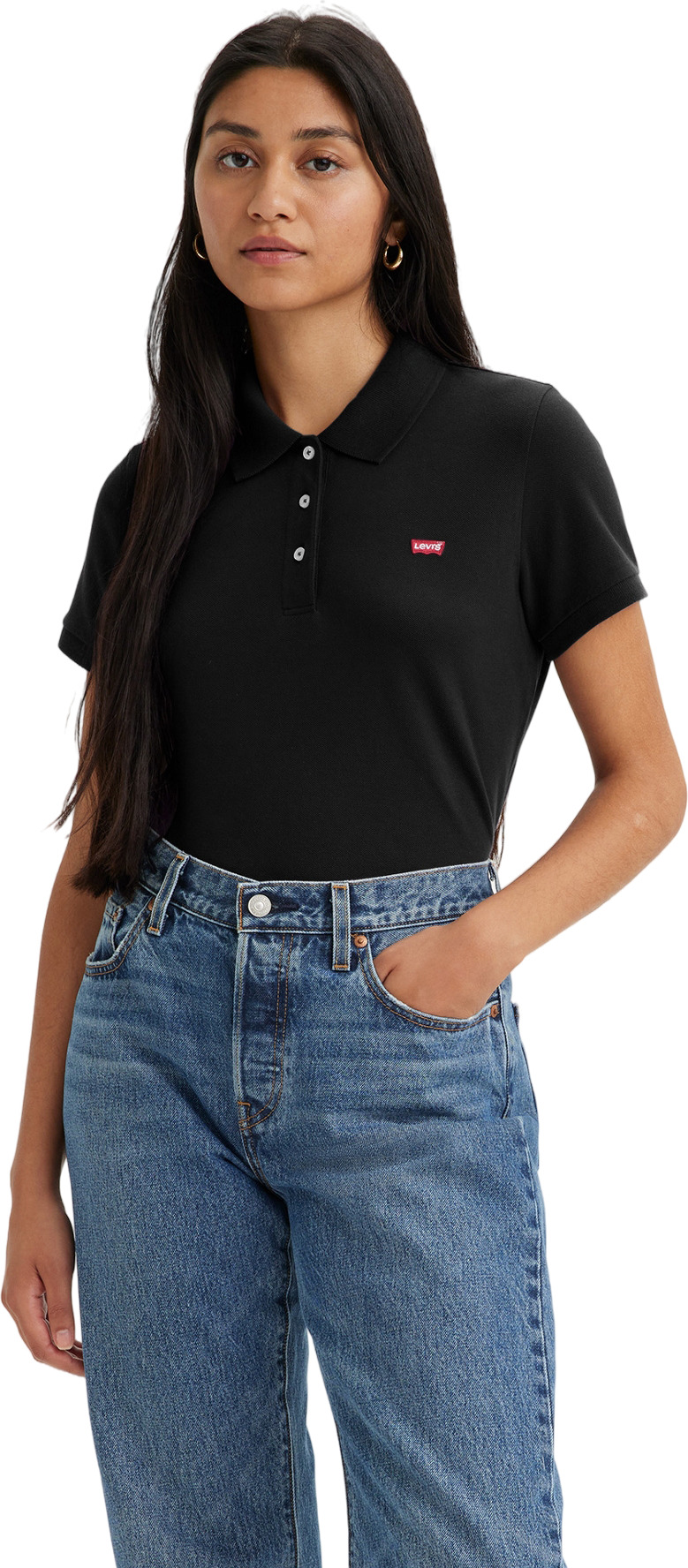 

Футболка женская Levi's Women Slim Polo Shirt черная M, Черный, Women Slim Polo Shirt
