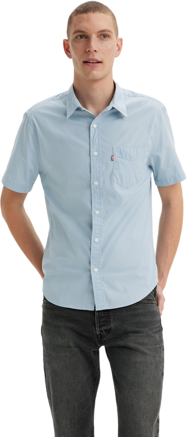 

Рубашка мужская Levis Men Short Sleeve Classic 1 Pocket Standard Shirt голубая M, Голубой, Men Short Sleeve Classic 1 Pocket Standard Shirt