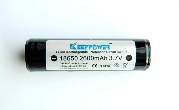 Аккумулятор защищенный 18650 (SANYO UR18650FM) 2600мАч KeepPower 3,7В Li-Ion