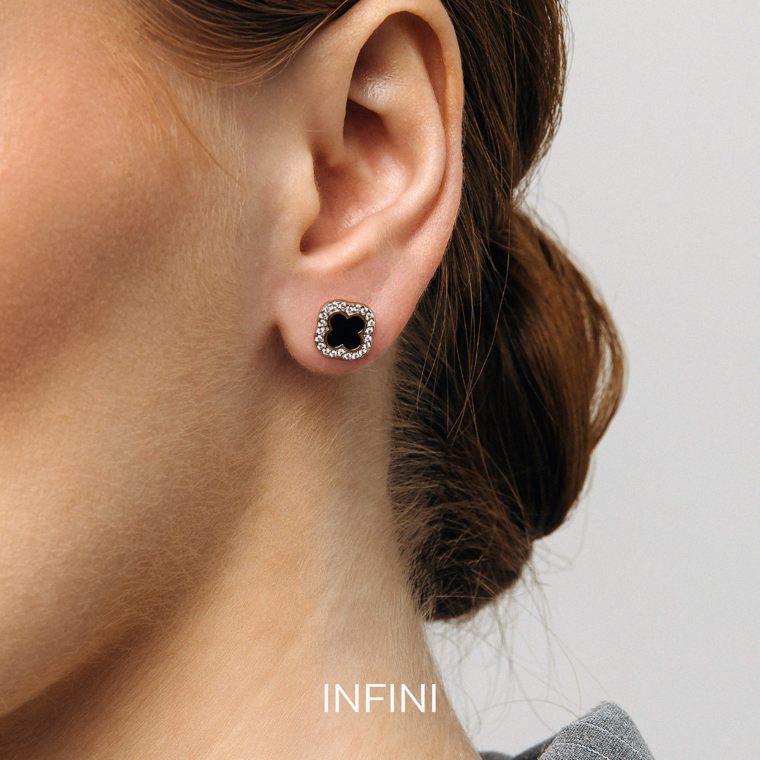

Серьги пусеты из золота INFINI 122165, фианит/эмаль, 122165