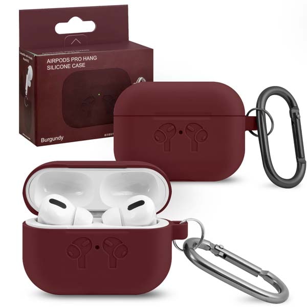 фото Чехол для airpods pro hang silicon сase с карабином hf burgundy nobrand