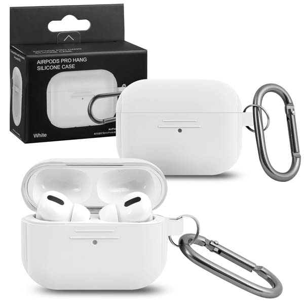 фото Чехол для airpods pro hang silicon сase с карабином le white nobrand