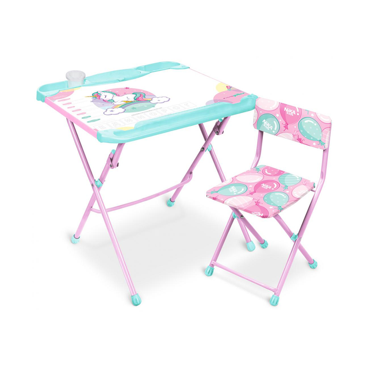 фото Комплект детской мебели nika наши детки стол с пеналом + стул кнд5-м/1 с единорогом