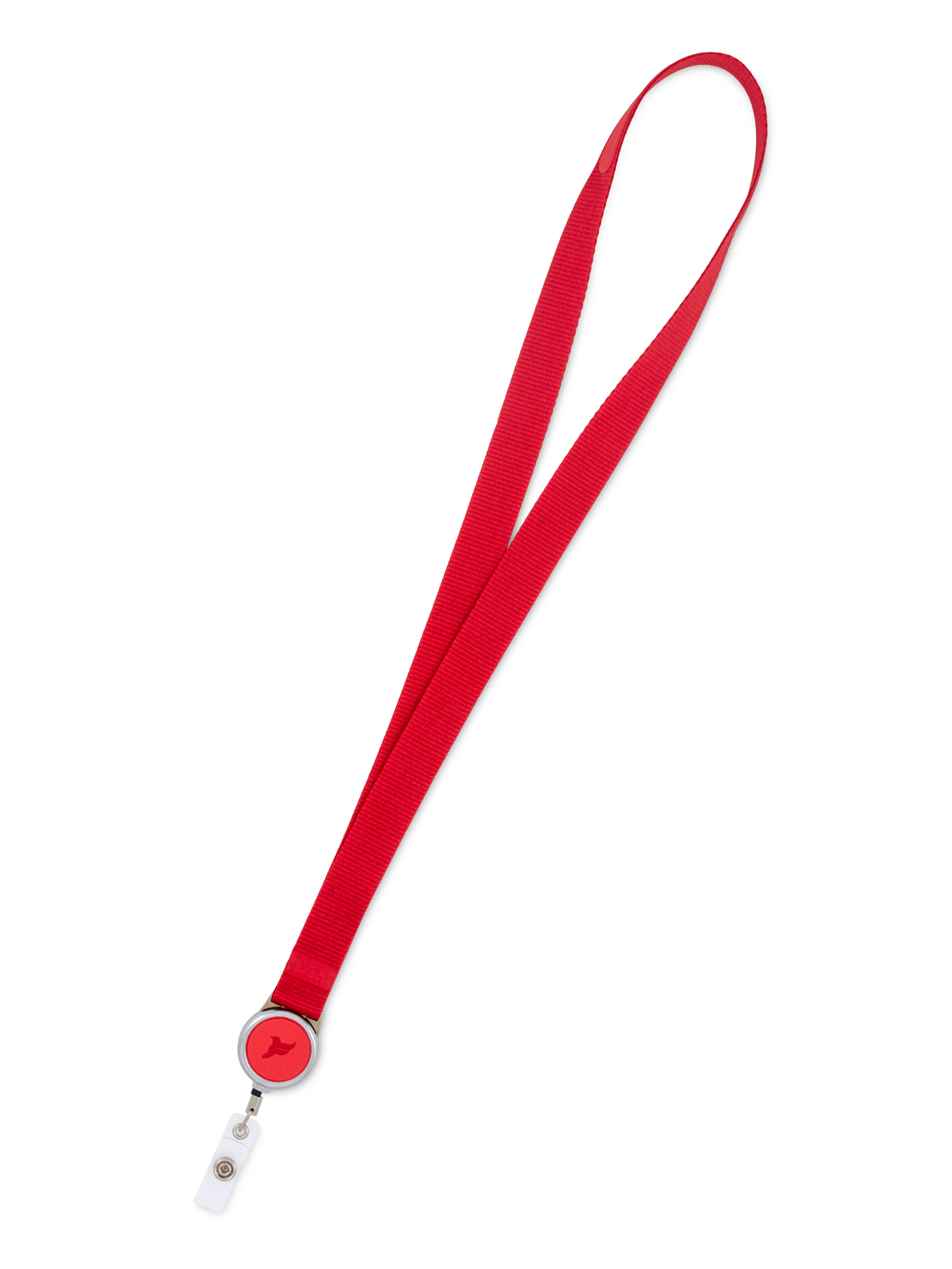 фото Лента/держатель для бейджа с металлическим ретрактором рулеткой премиум flexpocket красная