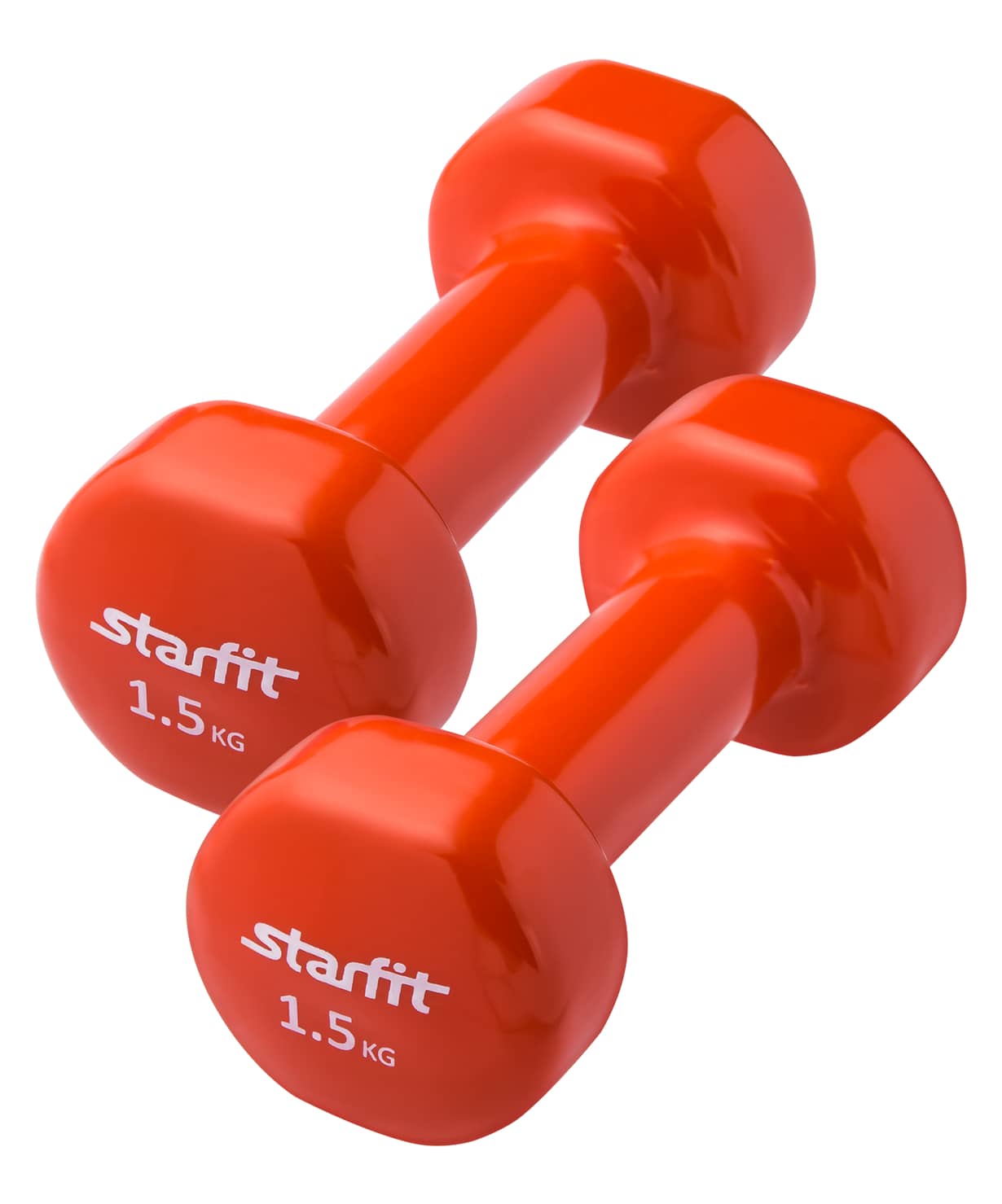 Неразборные гантели виниловые StarFit DB-101 2 x 1,5 кг, оранжевый