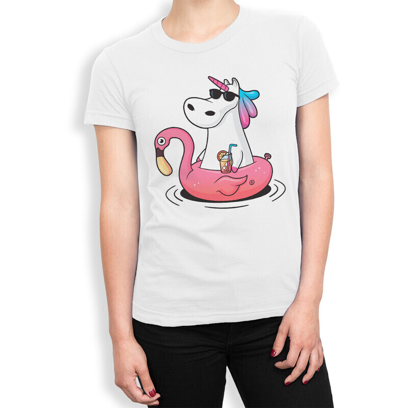 

Футболка женская Dream Shirts Единорог на отдыхе 1000082-1 белая M, Белый, Единорог на отдыхе 1000082-1