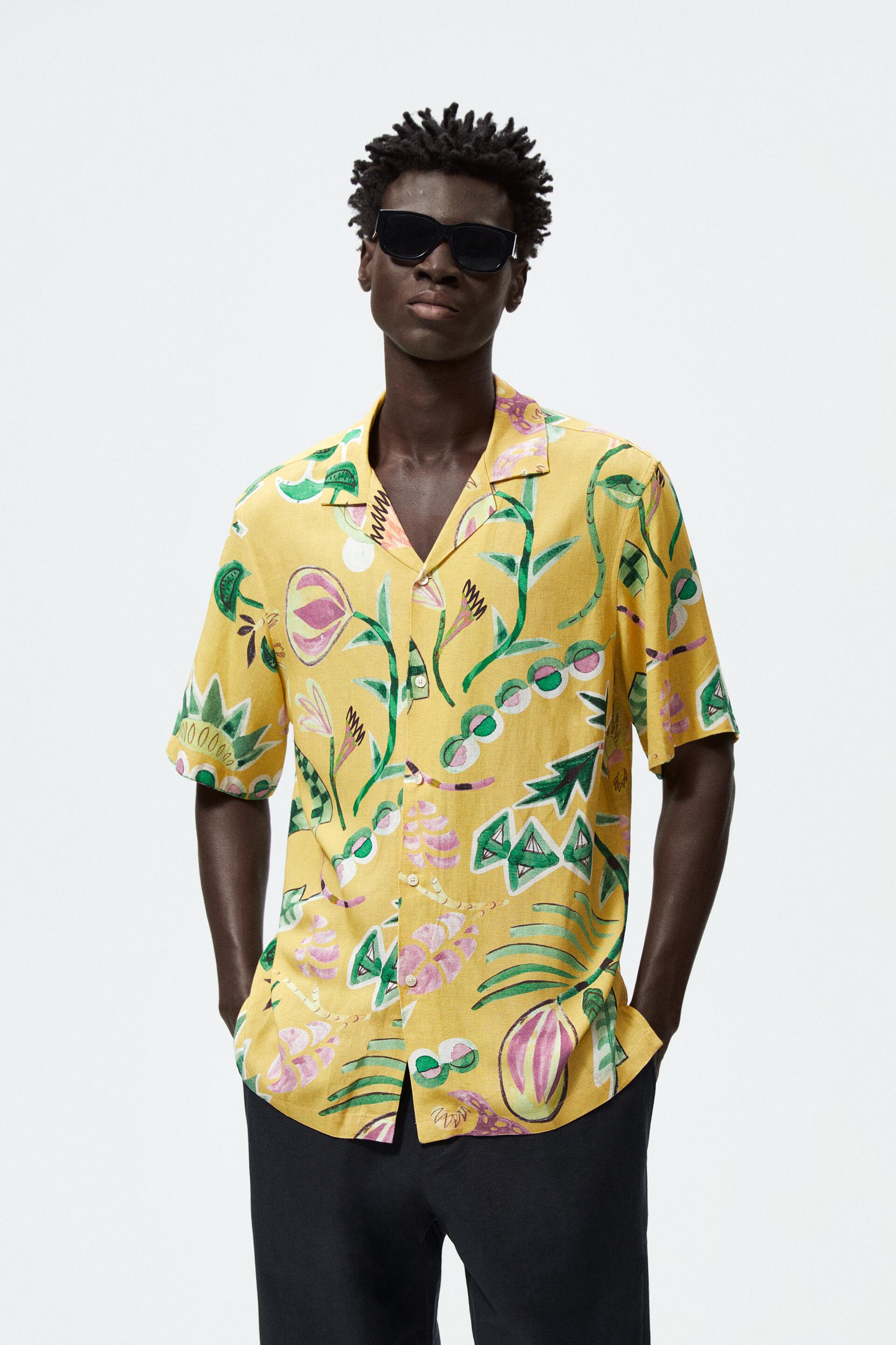 

Рубашка мужская ZARA 05694550 желтая L (доставка из-за рубежа), 05694550