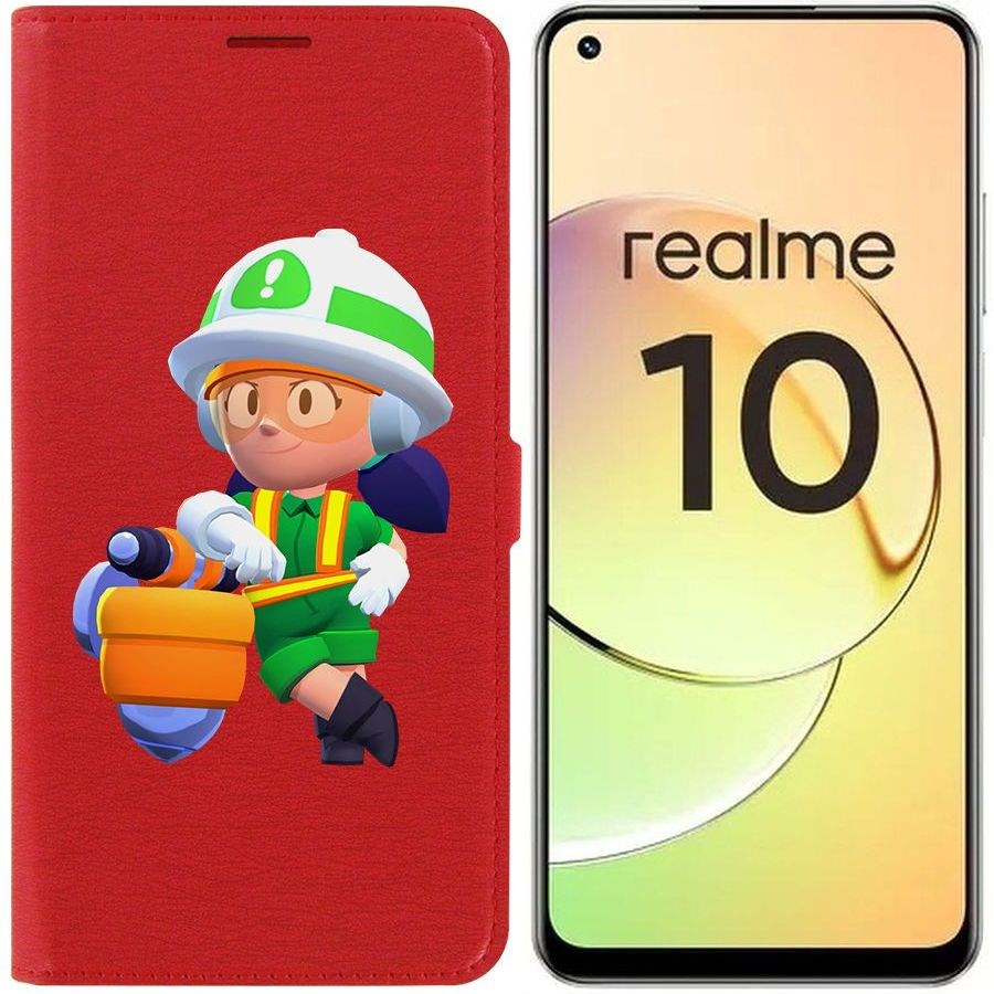 

Чехол-книжка Eco Book для Realme 10 4G Brawl Stars-Строительница Джеки