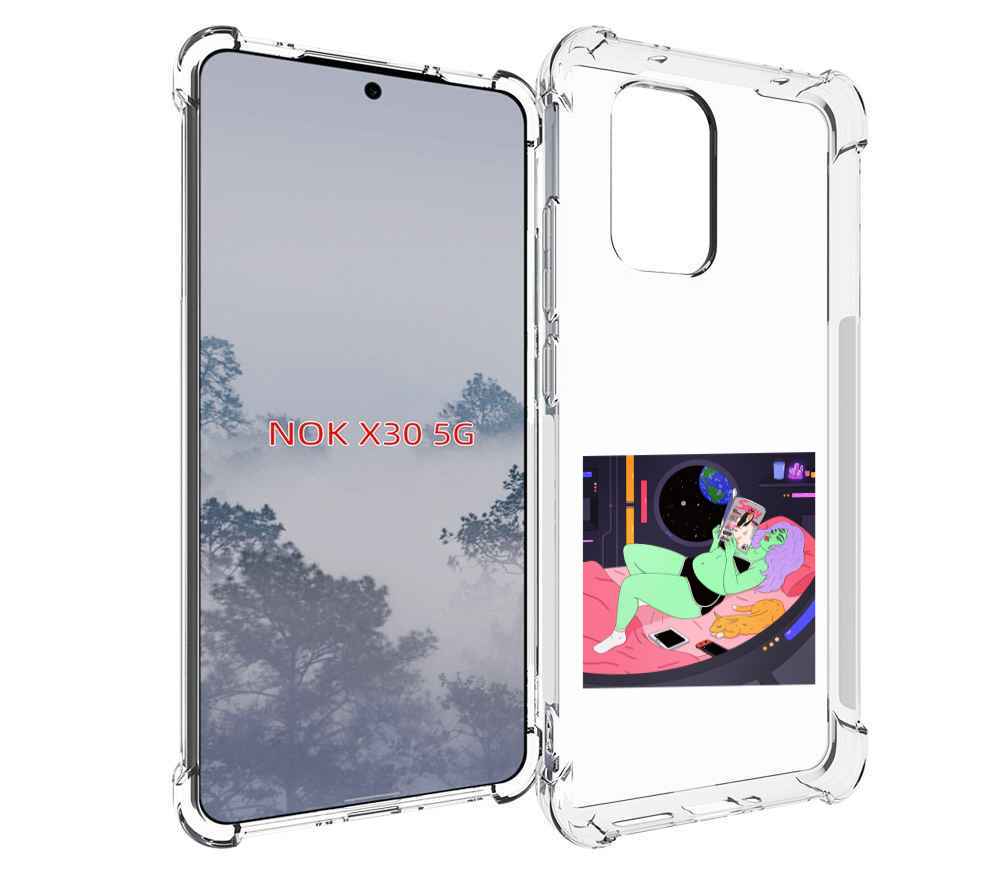 

Чехол MyPads трехглазая девушка зеленая для Nokia X30 5G, Tocco