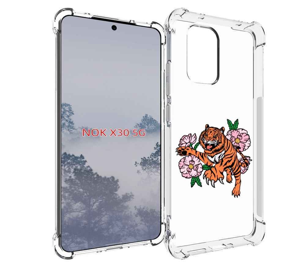 

Чехол MyPads тигры-цветочные для Nokia X30 5G, Tocco