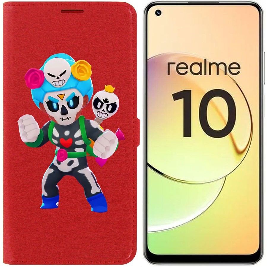 

Чехол-книжка Eco Book для Realme 10 4G Brawl Stars-Хэллоуинская Роза