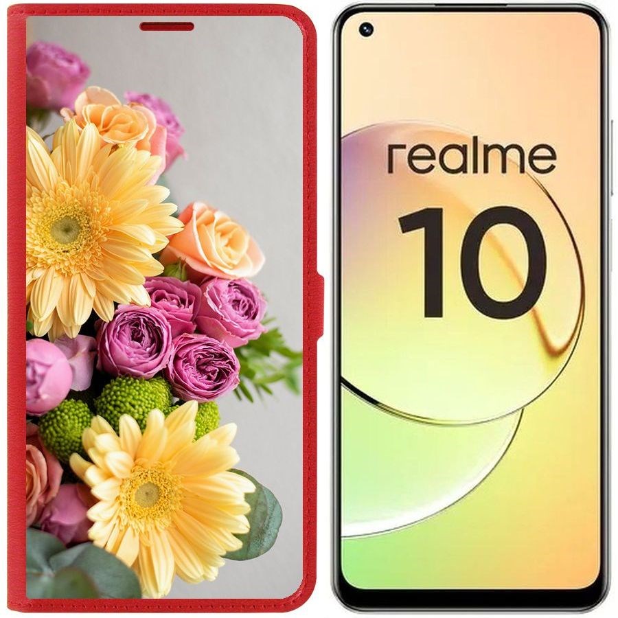

Чехол-книжка Eco Book для Realme 10 4G Букет, Красный