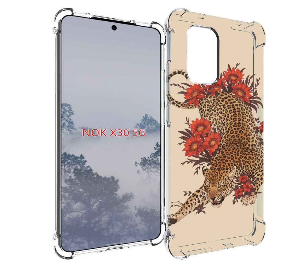 

Чехол MyPads тигр-из-цветов для Nokia X30 5G, Tocco