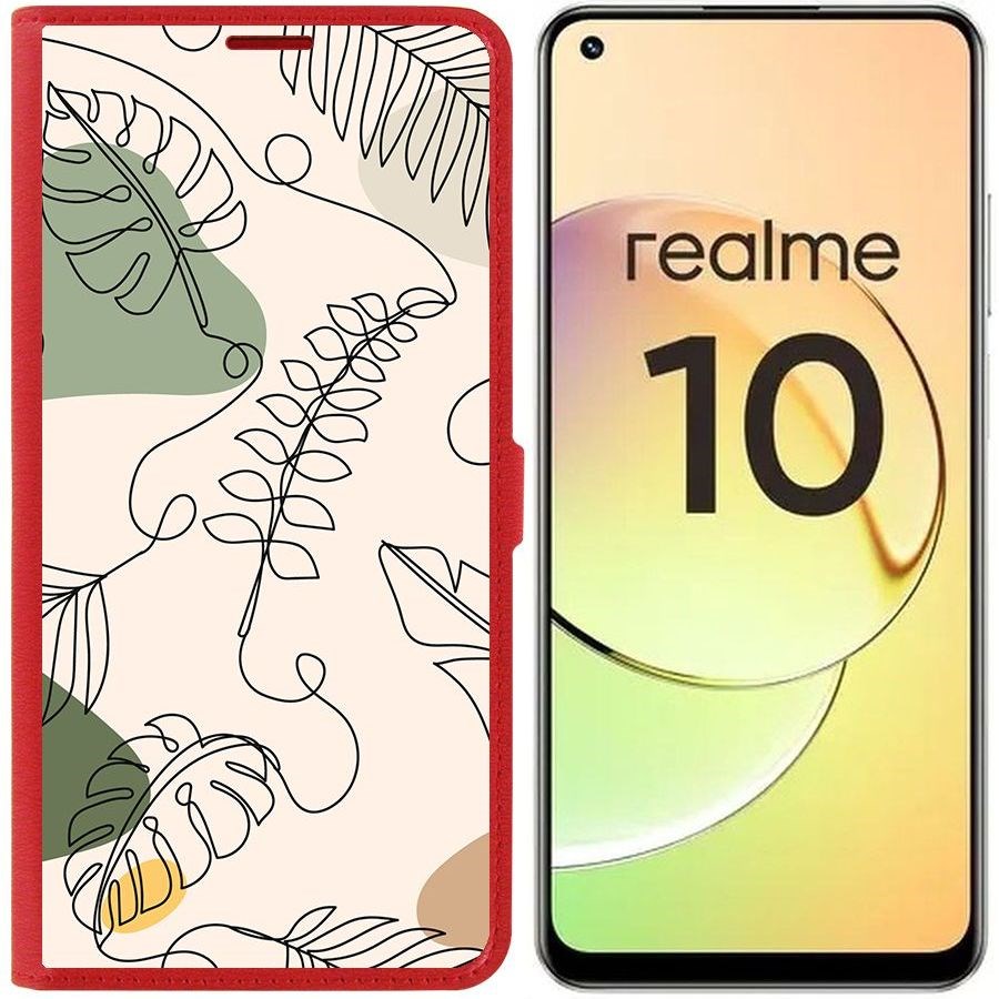 

Чехол-книжка Eco Book для Realme 10 4G Линия весны, Красный