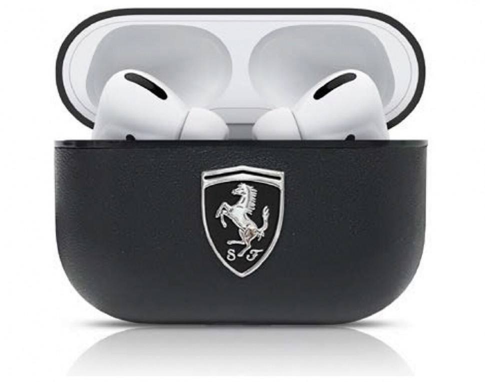 фото Чехол cg mobile ferrari off-track genuine leather with metal logo airpods pro черный