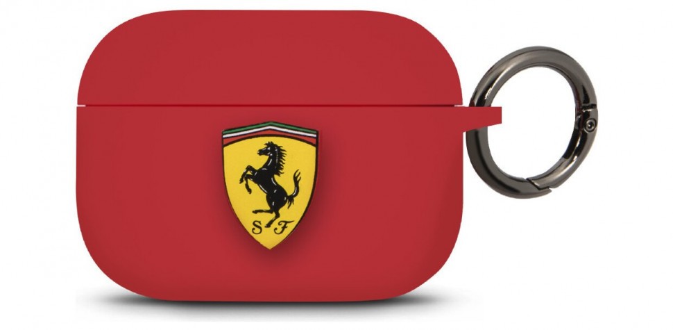 фото Чехол с карабином cg mobile ferrari silicone case with ring airpods pro красный