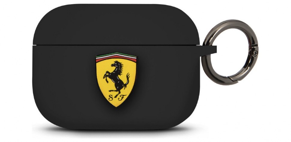 фото Чехол с карабином cg mobile ferrari silicone case with ring airpods pro черный