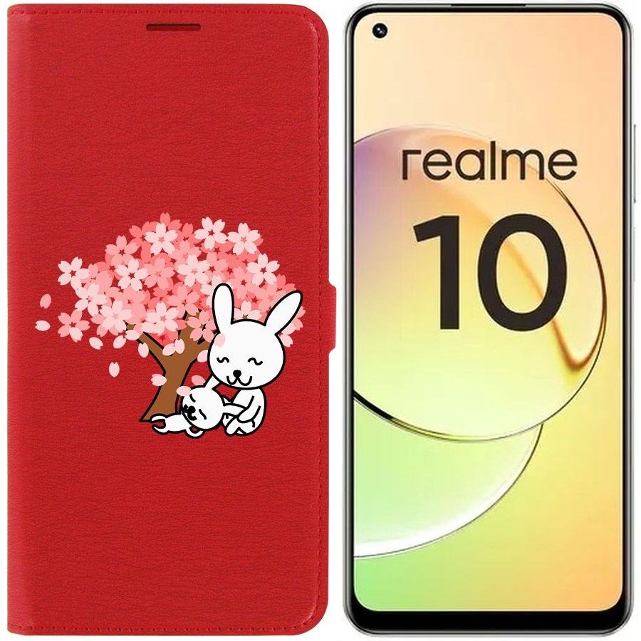 

Чехол-книжка Eco Book для Realme 10 4G Кролики, Красный