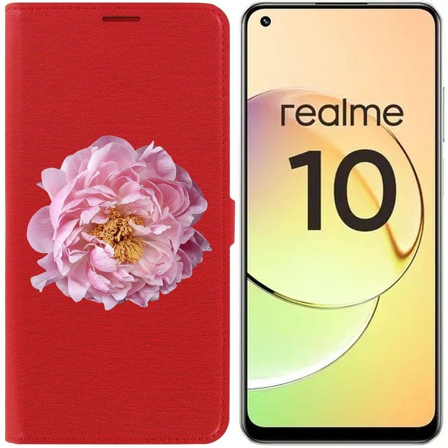 

Чехол-книжка Eco Book для Realme 10 4G Розовый пион, Красный