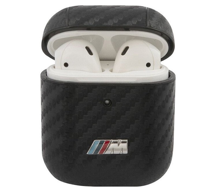 фото Чехол cg mobile bmw m-collection pu carbon effect with metal logo airpods 1&2 черный