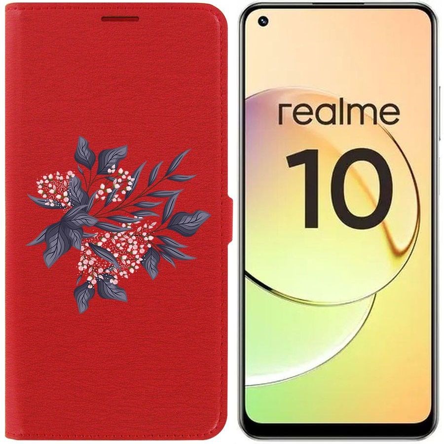 Чехол-книжка Eco Book для Realme 10 4G Розовые бутоны