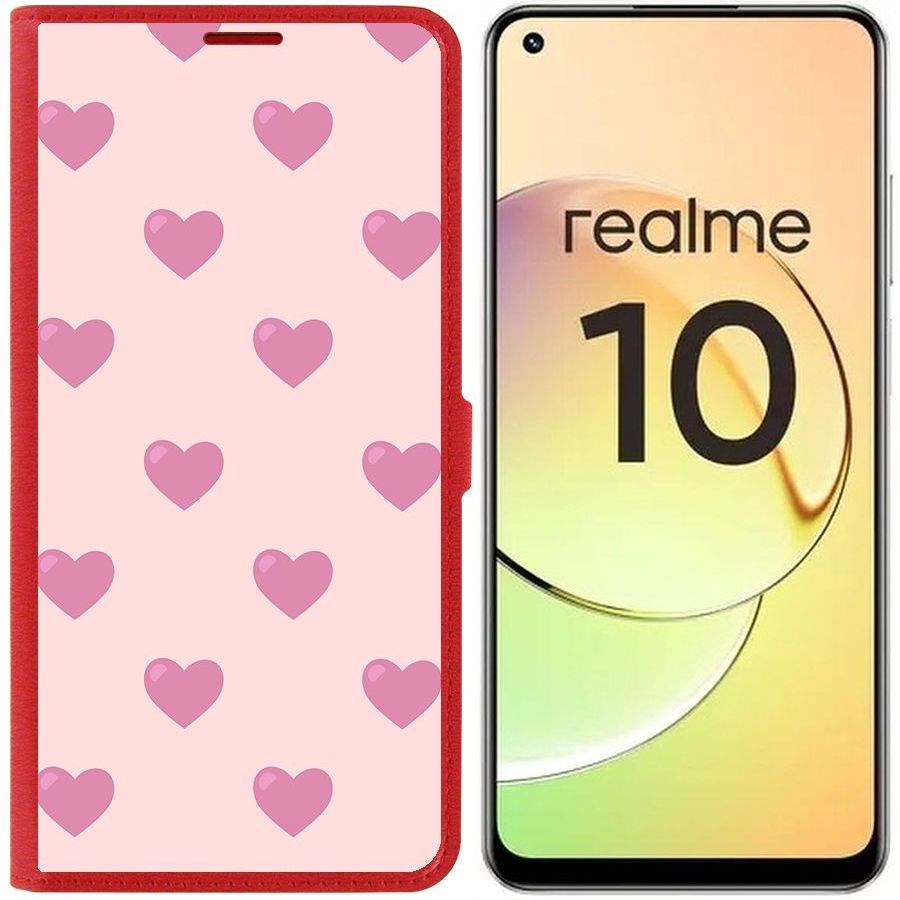 

Чехол-книжка Eco Book для Realme 10 4G Пурпурные сердца