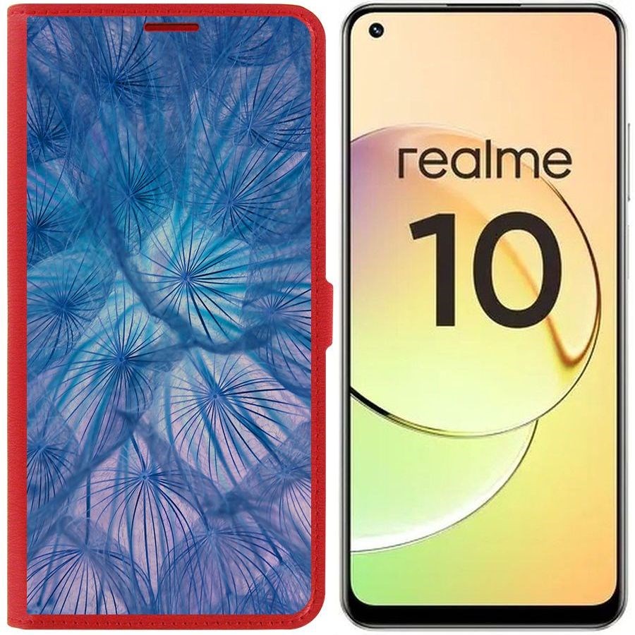 

Чехол-книжка Eco Book для Realme 10 4G Синий одуванчик, Красный
