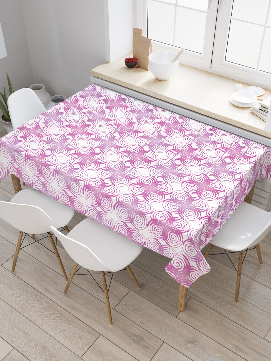 

Скатерть прямоугольная JoyArty "Связанные спирали" из оксфорда, 120x145 см, Фиолетовый, Связанные спирали