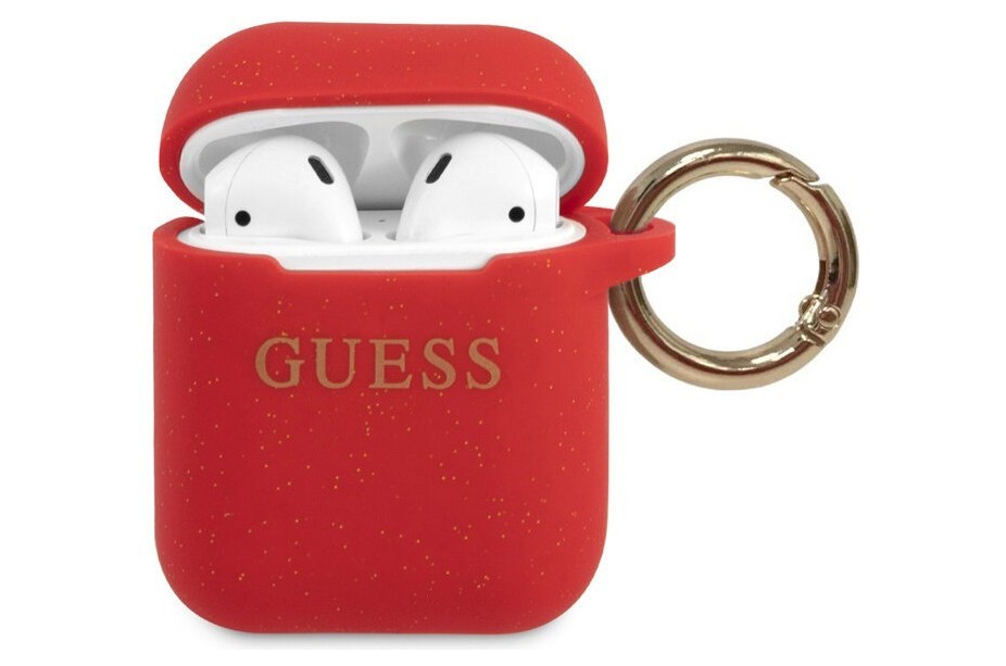 фото Чехол с карабином cg mobile guess silicone case with ring airpods 1&2 красный