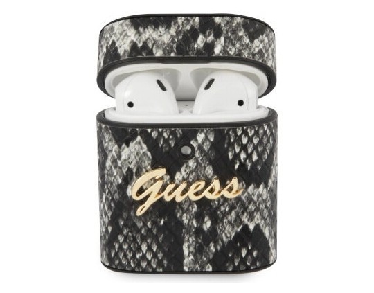 Чехол CG Mobile Guess Python PU leather case with metal logo AirPods 1&2 Черный