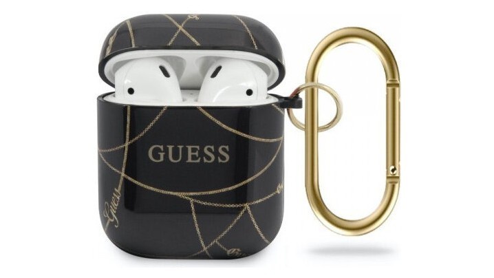 фото Чехол с карабином cg mobile guess tpu case with ring chain airpods 1&2 черный