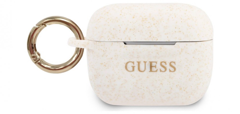 Чехол с карабином Guess Silicone case with ring AirPods Pro Белый