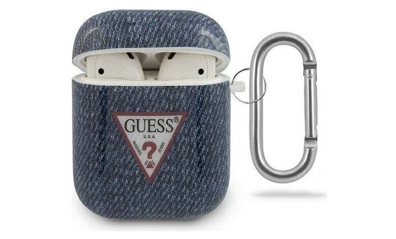 фото Чехол с карабином cg mobile guess tpu case with ring denim airpods 1&2 темно-синий