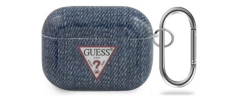 фото Чехол с карабином cg mobile guess tpu case with ring denim airpods pro темно-синий